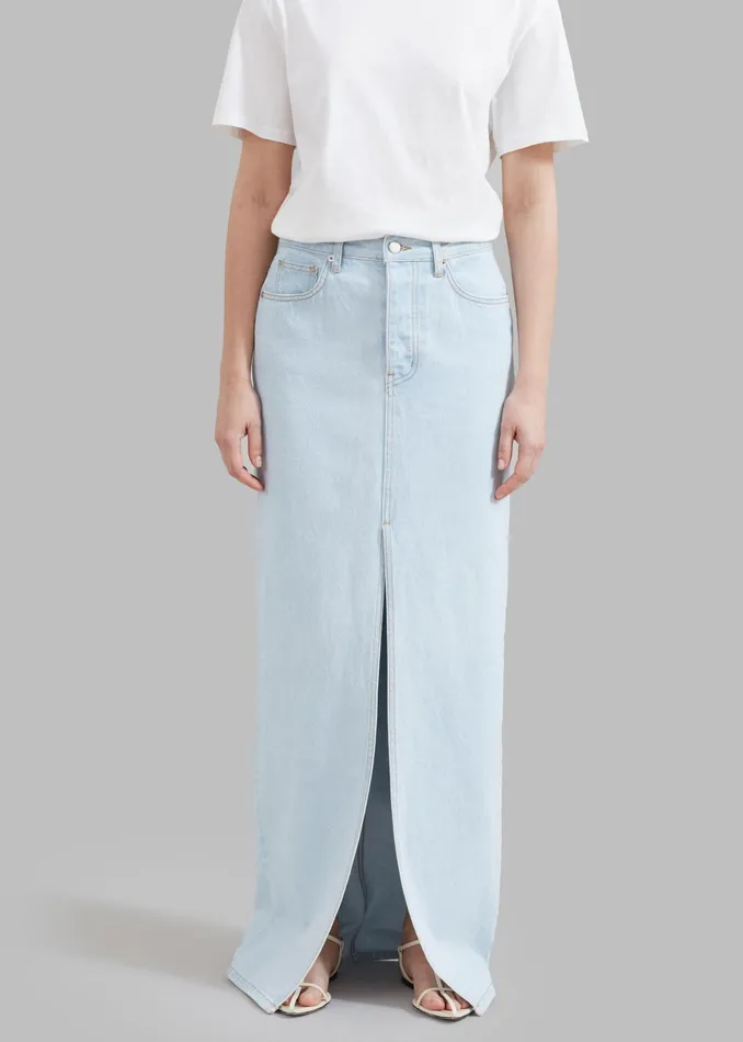 The Frankie Shop Bottoms Texas Denim Pencil Skirt 8211 Bleached Wash 8211 Women