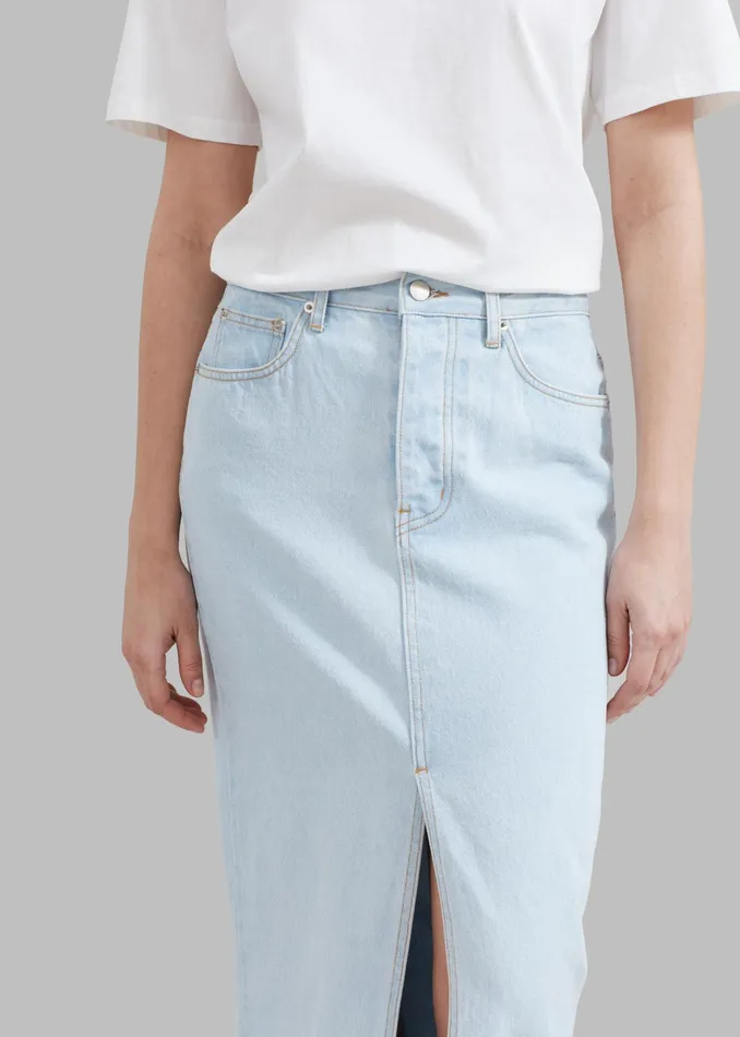 The Frankie Shop Bottoms Texas Denim Pencil Skirt 8211 Bleached Wash 8211 Women