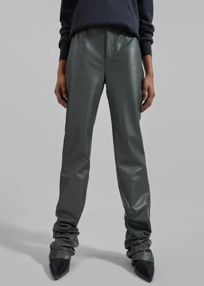 The Frankie Shop Bottoms Ziggy Long Leather Pants 8211 Light Khaki 8211 Women The Frankie Shop Bottoms Ziggy Long Leather Pants 8211 Light Khaki 8211 Women