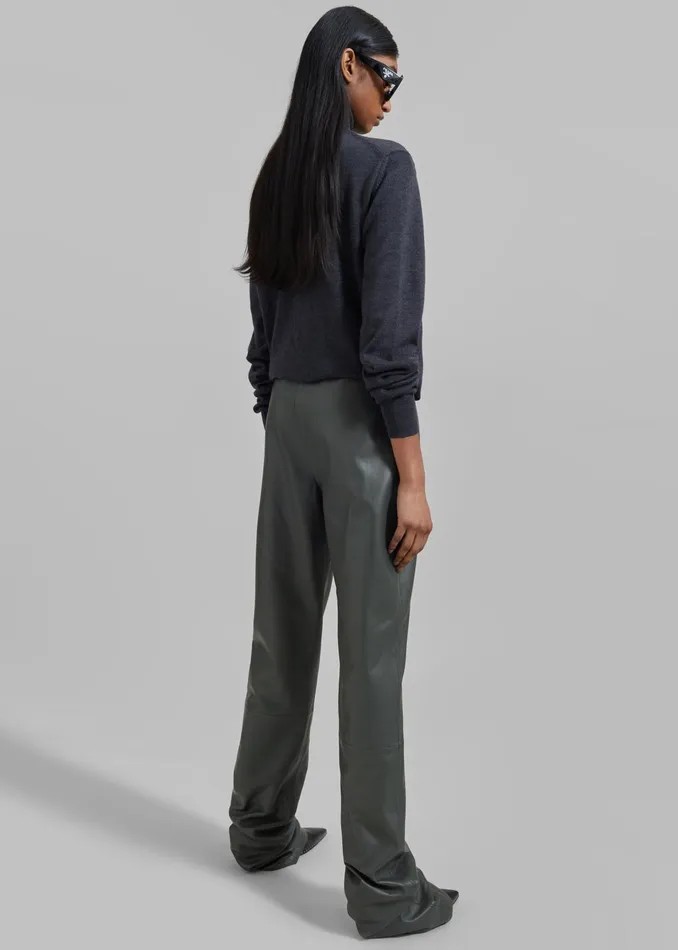 The Frankie Shop Bottoms Ziggy Long Leather Pants 8211 Light Khaki 8211 Women
