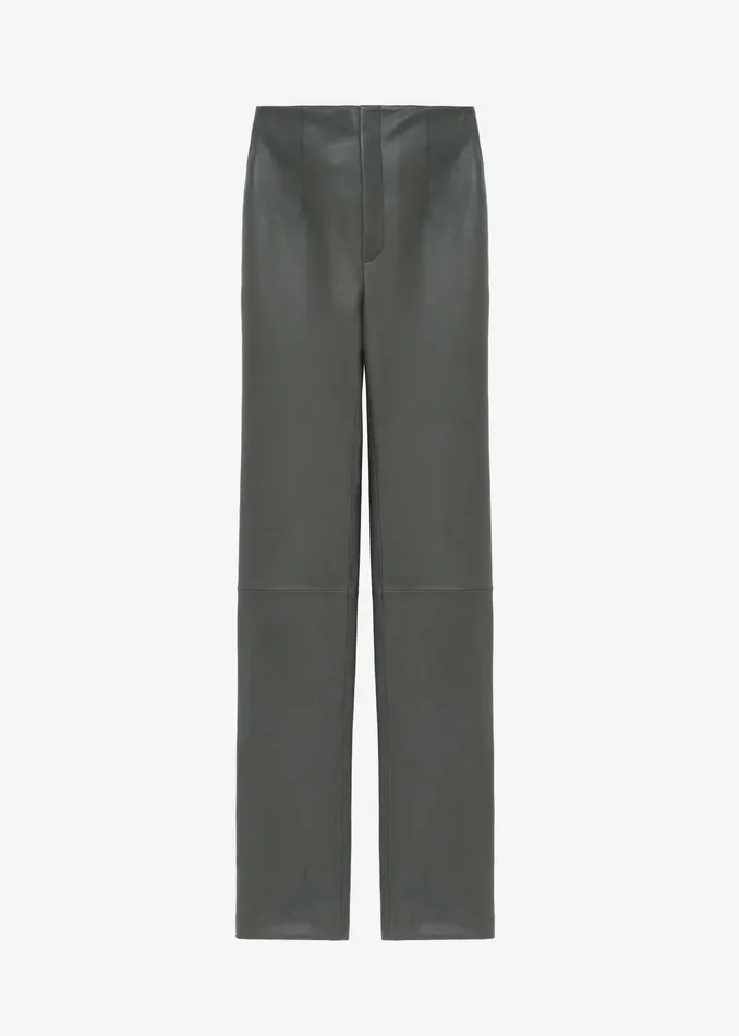 The Frankie Shop Bottoms Ziggy Long Leather Pants 8211 Light Khaki 8211 Women