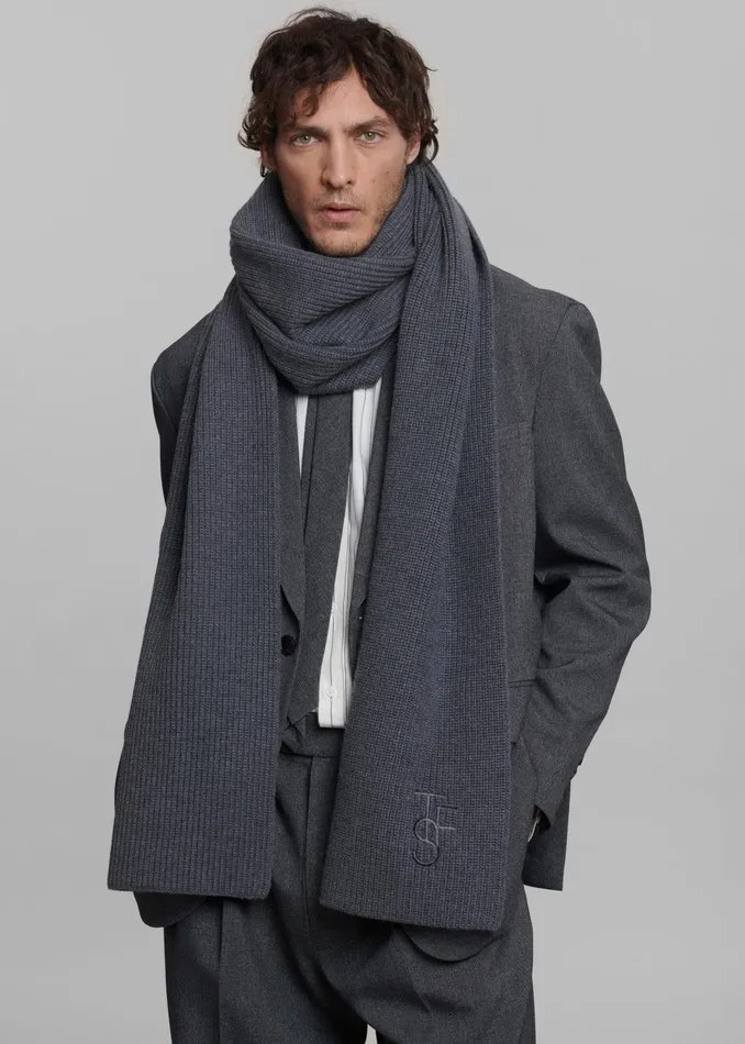 The Frankie Shop Colton Wool Scarf 8211 Grey Melange 8211 Men