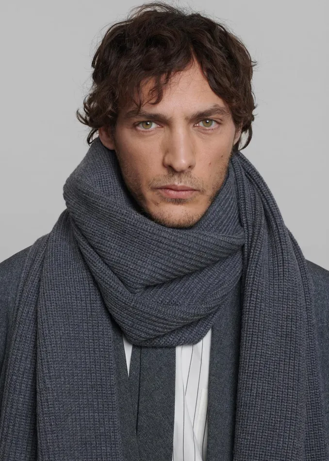 The Frankie Shop Colton Wool Scarf 8211 Grey Melange 8211 Men