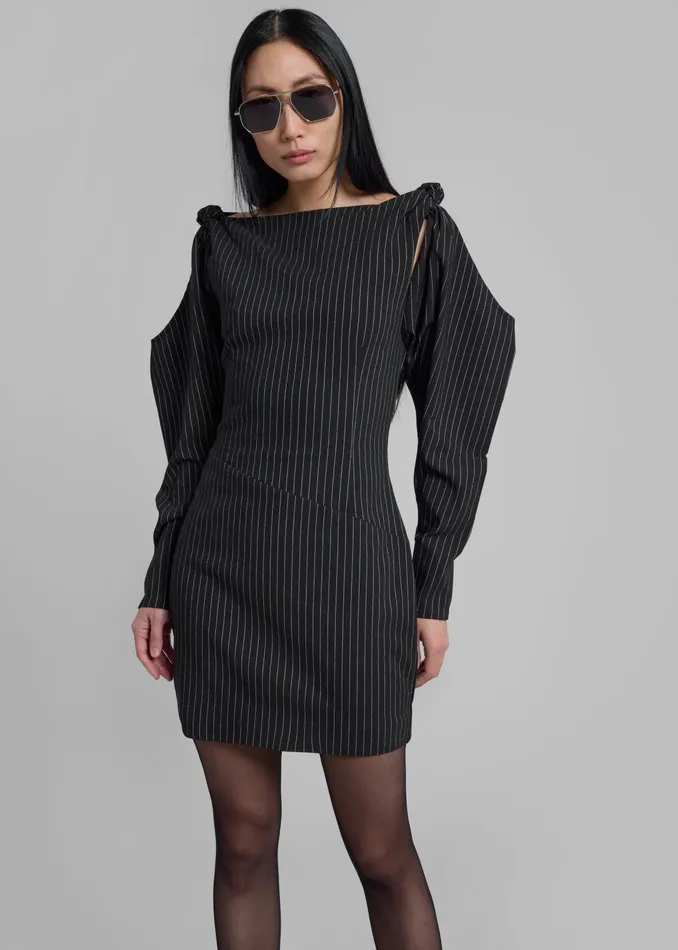 The Frankie Shop Dresses Rotate Stretchy Knotted Dress 8211 Black Pinstripe 8211 Women