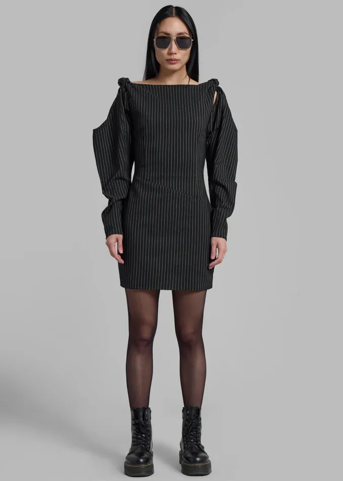The Frankie Shop Dresses Rotate Stretchy Knotted Dress 8211 Black Pinstripe 8211 Women
