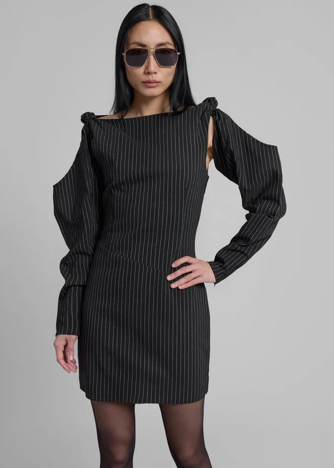 The Frankie Shop Dresses Rotate Stretchy Knotted Dress 8211 Black Pinstripe 8211 Women