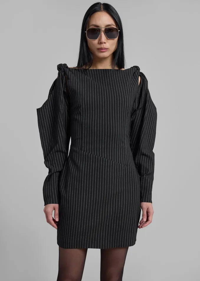 The Frankie Shop Dresses Rotate Stretchy Knotted Dress 8211 Black Pinstripe 8211 Women