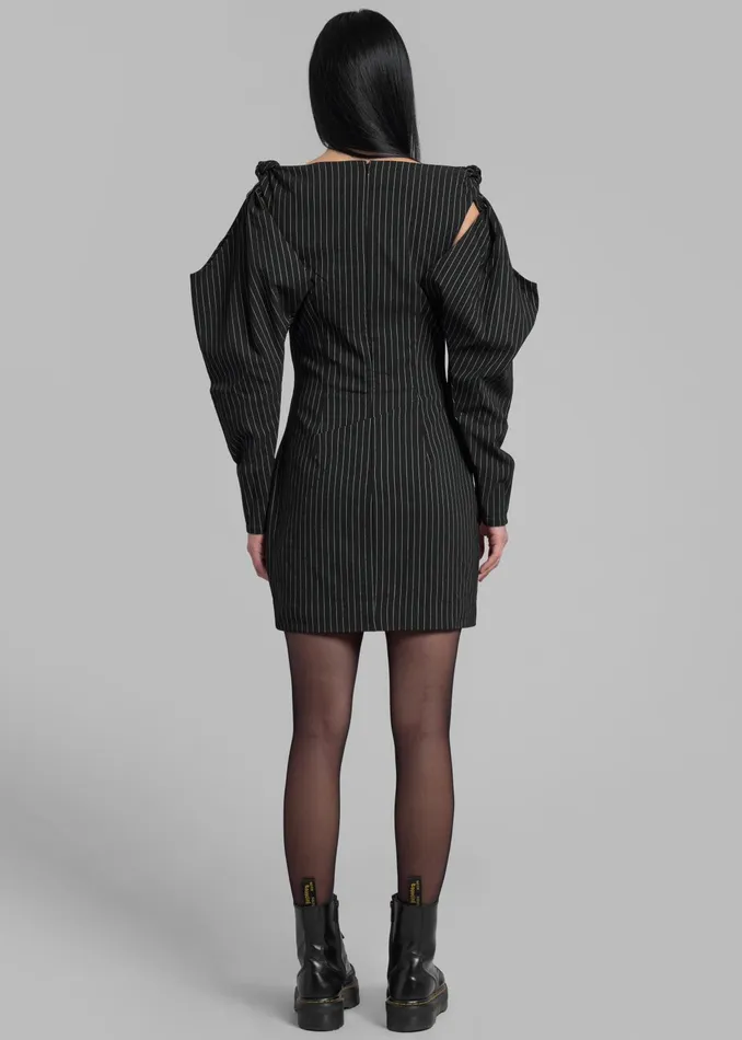 The Frankie Shop Dresses Rotate Stretchy Knotted Dress 8211 Black Pinstripe 8211 Women