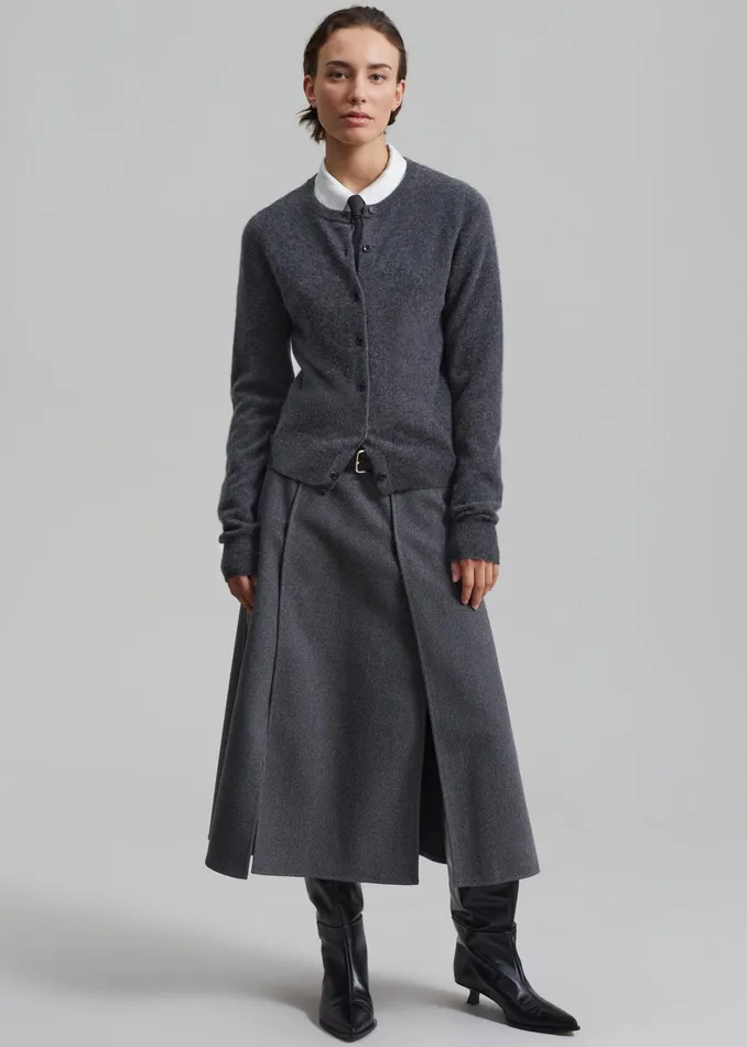 The Frankie Shop Knitwear Francesca Cashmere Cardigan 8211 Charcoal 8211 Women