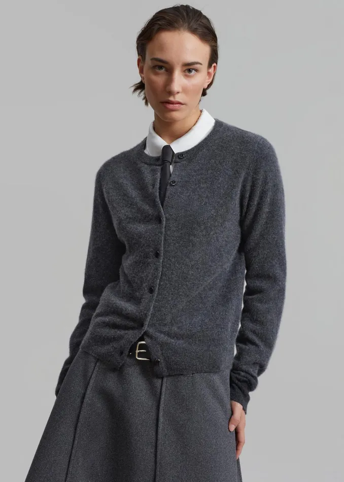 The Frankie Shop Knitwear Francesca Cashmere Cardigan 8211 Charcoal 8211 Women