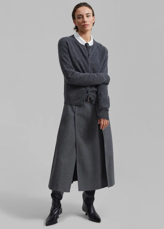 The Frankie Shop Knitwear Francesca Cashmere Cardigan 8211 Charcoal 8211 Women