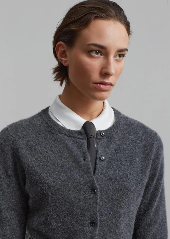 The Frankie Shop Knitwear Francesca Cashmere Cardigan 8211 Charcoal 8211 Women