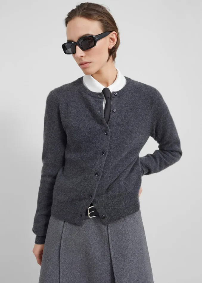 The Frankie Shop Knitwear Francesca Cashmere Cardigan 8211 Charcoal 8211 Women