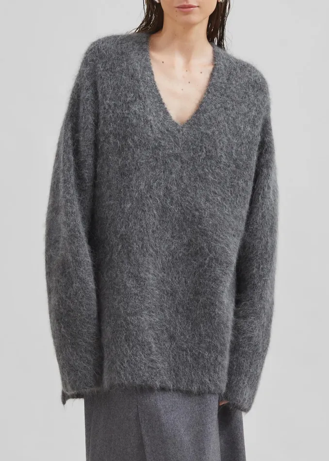 The Frankie Shop Knitwear Loulou Studio Goto Sweater 8211 Anthracite Melange 8211 Women