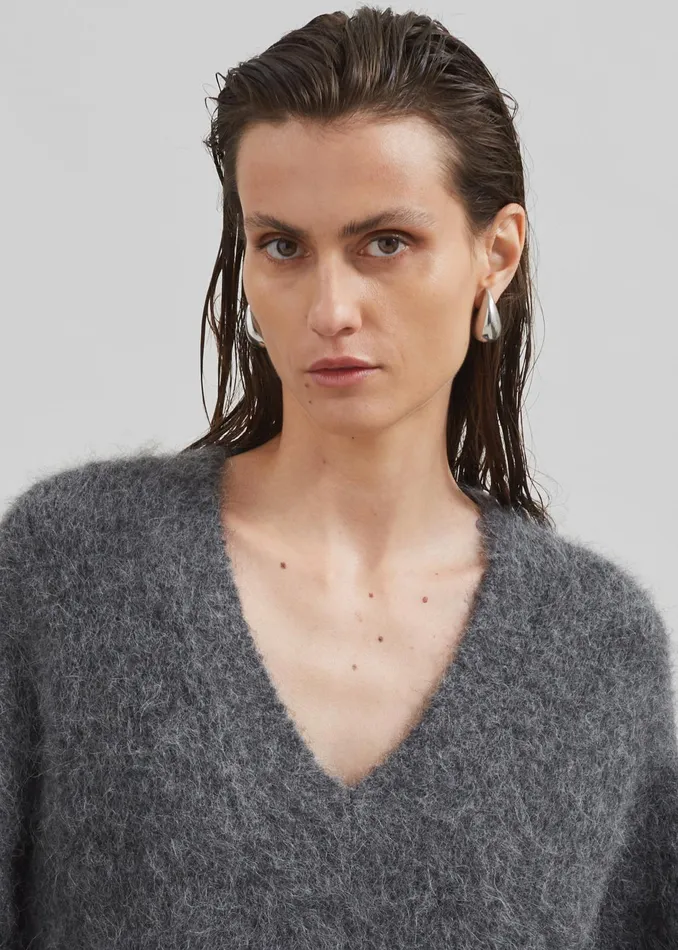The Frankie Shop Knitwear Loulou Studio Goto Sweater 8211 Anthracite Melange 8211 Women