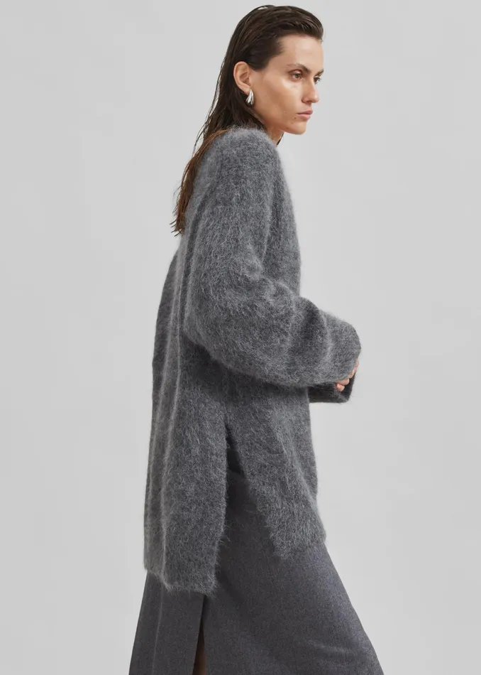 The Frankie Shop Knitwear Loulou Studio Goto Sweater 8211 Anthracite Melange 8211 Women