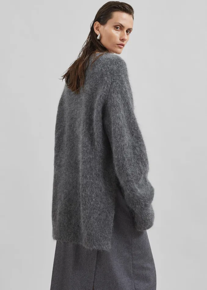 The Frankie Shop Knitwear Loulou Studio Goto Sweater 8211 Anthracite Melange 8211 Women