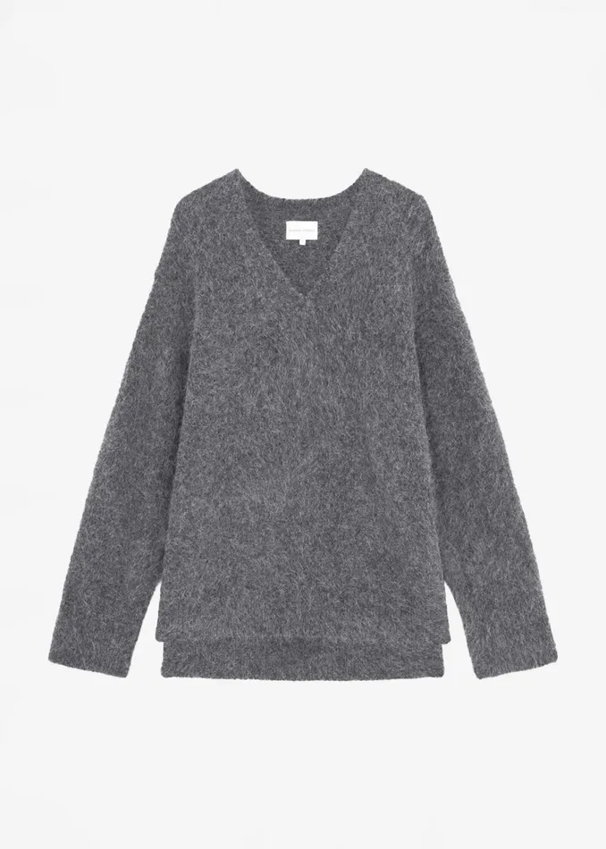 The Frankie Shop Knitwear Loulou Studio Goto Sweater 8211 Anthracite Melange 8211 Women