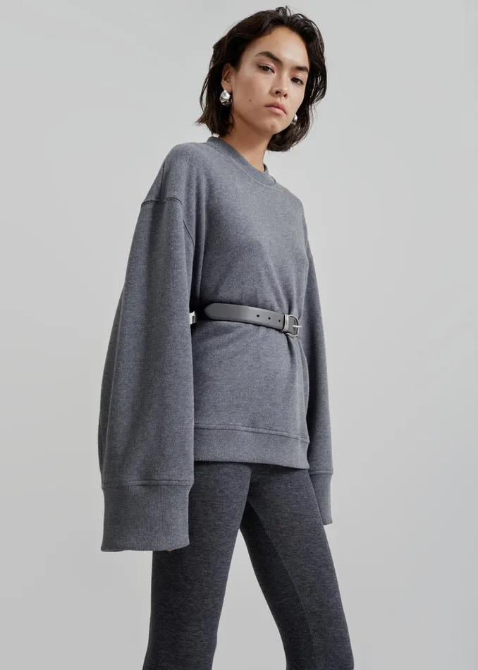 The Frankie Shop Ora Leather Belt 8211 GreySilver 8211 Women