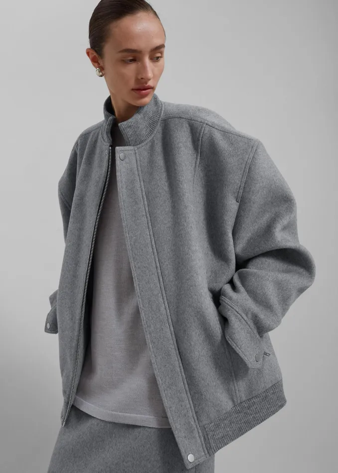 The Frankie Shop Outerwear Arley Oversized Bomber 8211 Light Grey 8211 Women