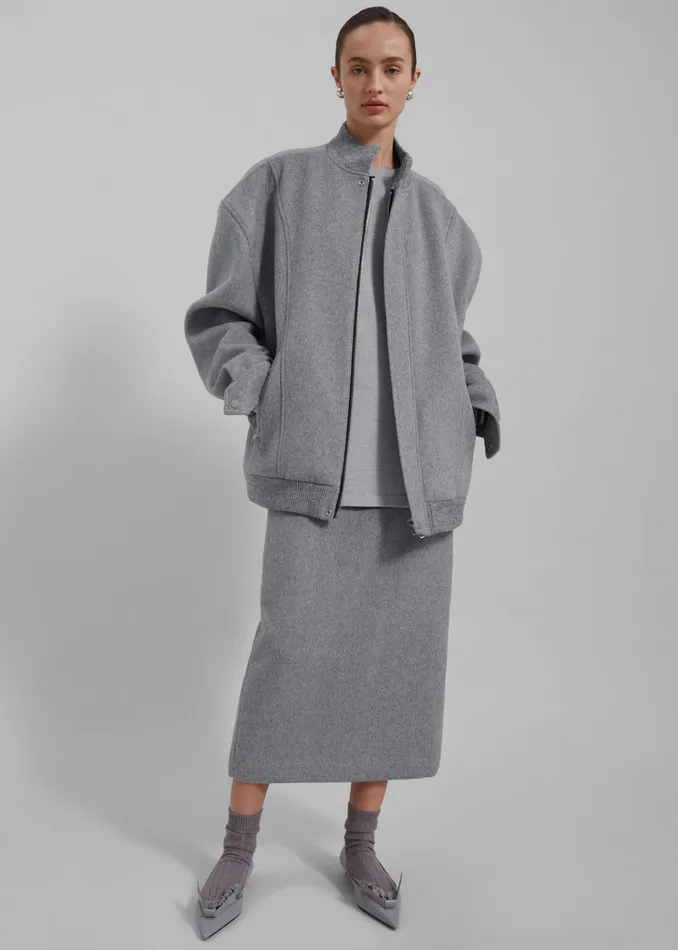 The Frankie Shop Outerwear Arley Oversized Bomber 8211 Light Grey 8211 Women