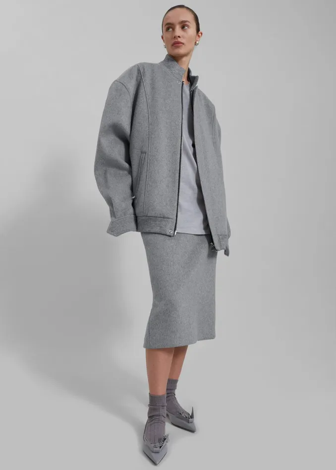 The Frankie Shop Outerwear Arley Oversized Bomber 8211 Light Grey 8211 Women