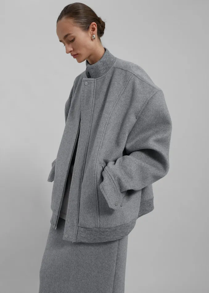 The Frankie Shop Outerwear Arley Oversized Bomber 8211 Light Grey 8211 Women