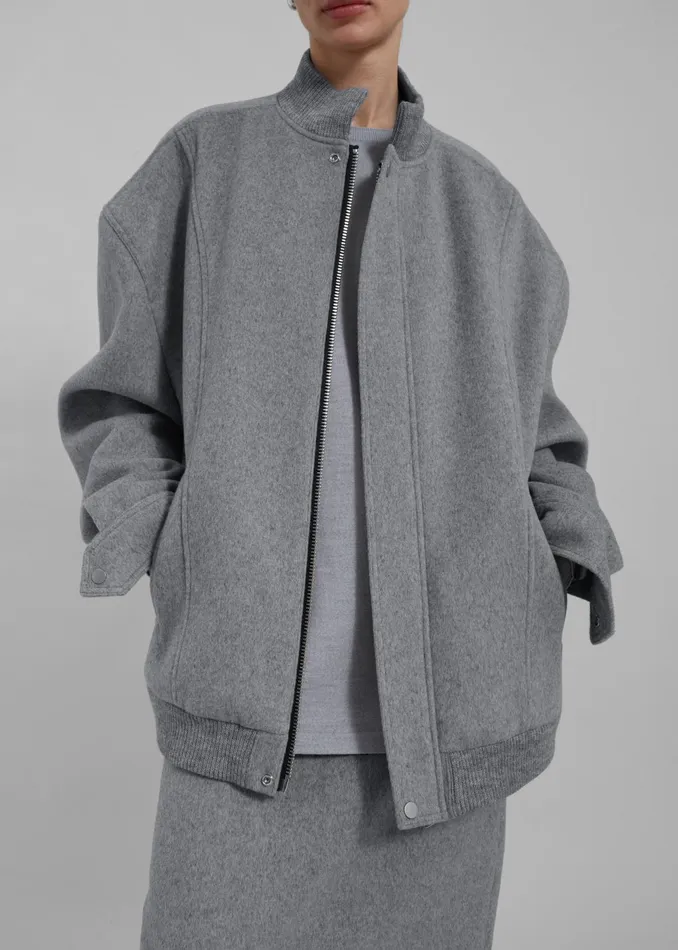 The Frankie Shop Outerwear Arley Oversized Bomber 8211 Light Grey 8211 Women