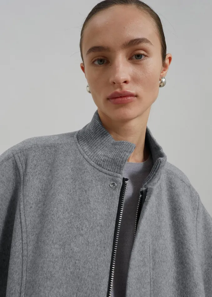 The Frankie Shop Outerwear Arley Oversized Bomber 8211 Light Grey 8211 Women