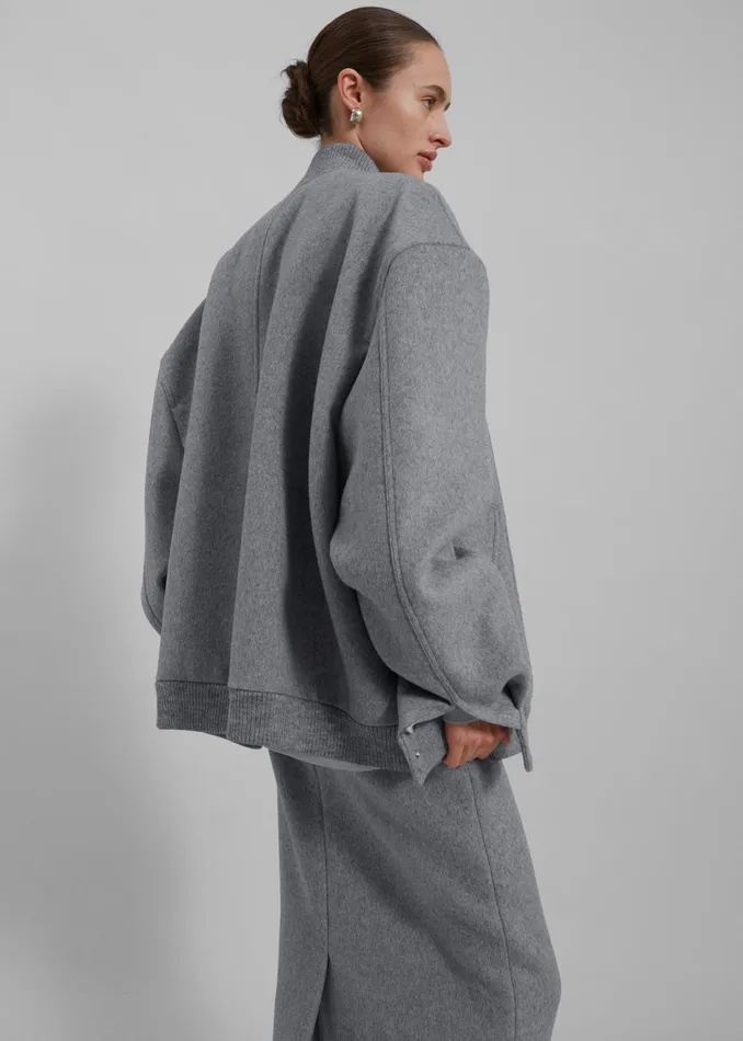 The Frankie Shop Outerwear Arley Oversized Bomber 8211 Light Grey 8211 Women