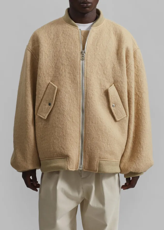The Frankie Shop Outerwear Astra Wool Bomber Jacket 8211 Pale Yellow 8211 Men