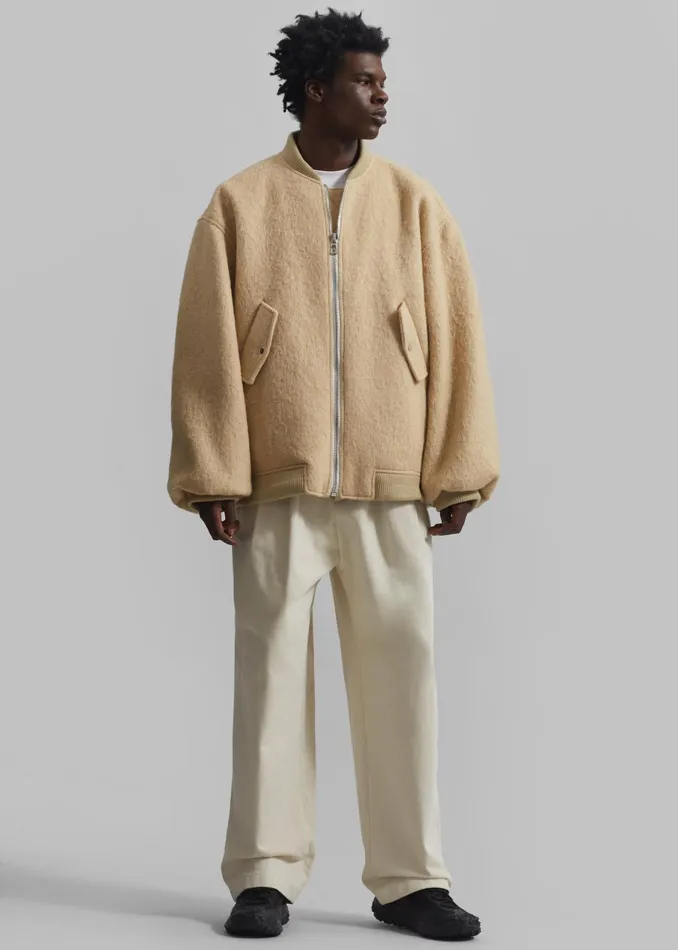 The Frankie Shop Outerwear Astra Wool Bomber Jacket 8211 Pale Yellow 8211 Men