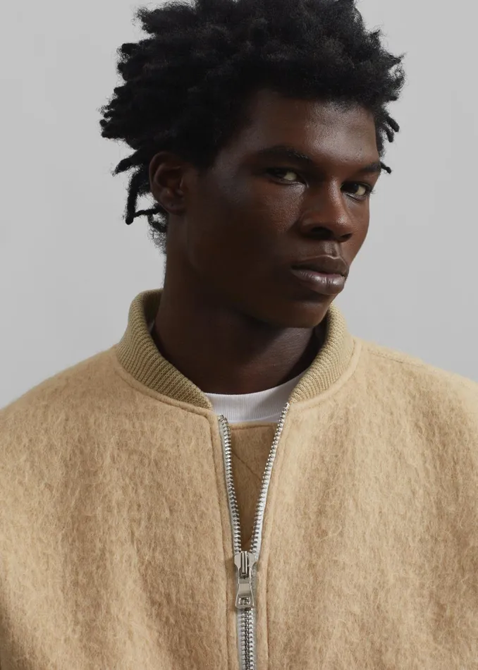 The Frankie Shop Outerwear Astra Wool Bomber Jacket 8211 Pale Yellow 8211 Men