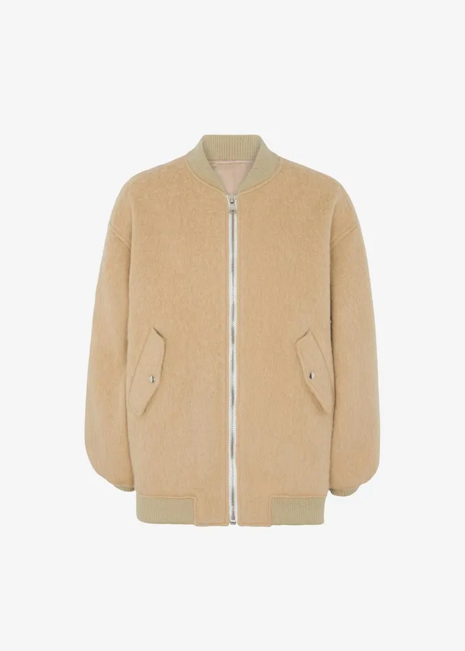 The Frankie Shop Outerwear Astra Wool Bomber Jacket 8211 Pale Yellow 8211 Men