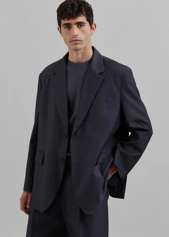 The Frankie Shop Outerwear Beo Blazer 8211 CharcoalWhite Pinstripe 8211 Men