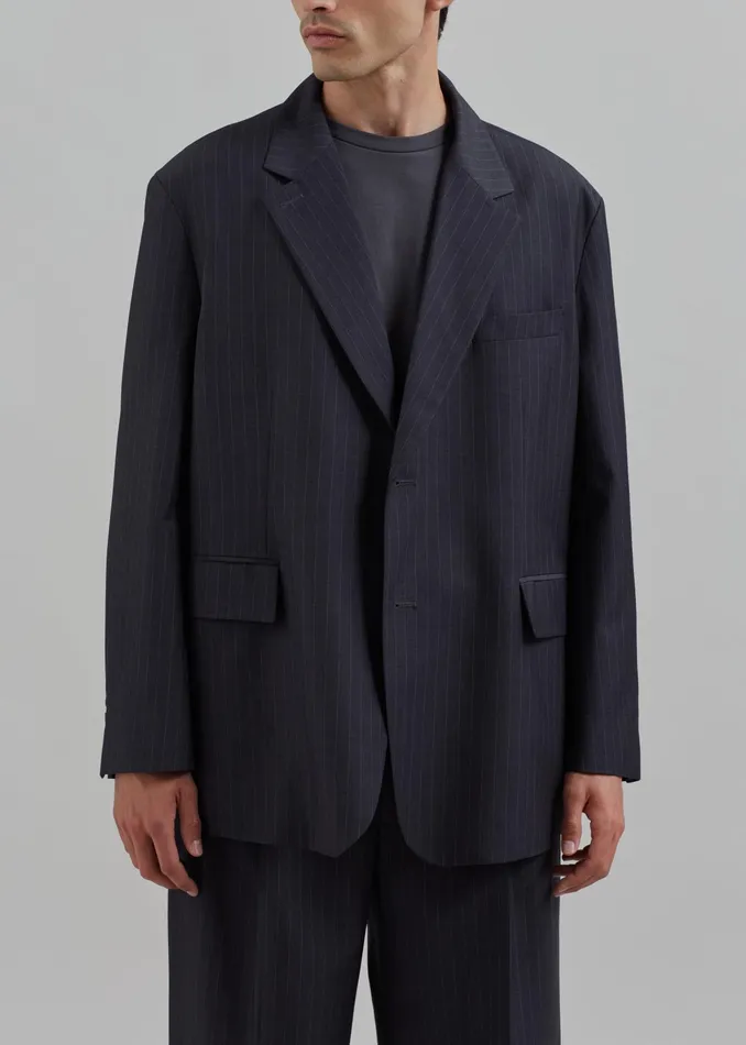 The Frankie Shop Outerwear Beo Blazer 8211 CharcoalWhite Pinstripe 8211 Men