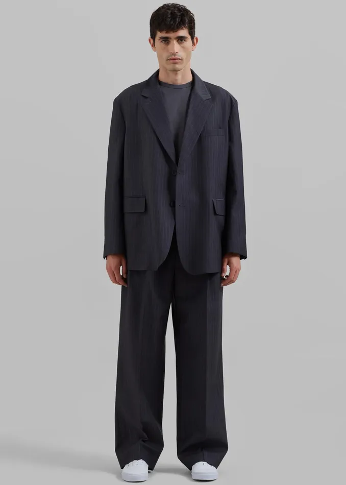 The Frankie Shop Outerwear Beo Blazer 8211 CharcoalWhite Pinstripe 8211 Men