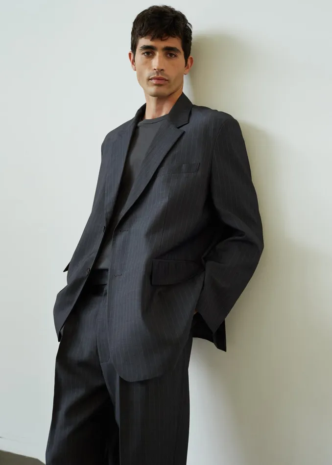 The Frankie Shop Outerwear Beo Blazer 8211 CharcoalWhite Pinstripe 8211 Men