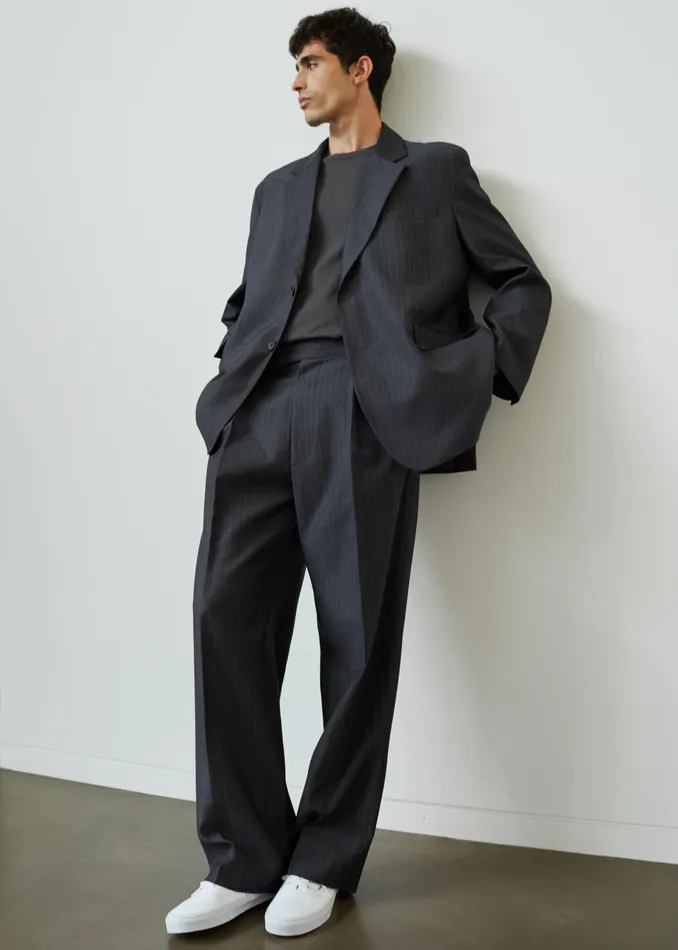 The Frankie Shop Outerwear Beo Blazer 8211 CharcoalWhite Pinstripe 8211 Men