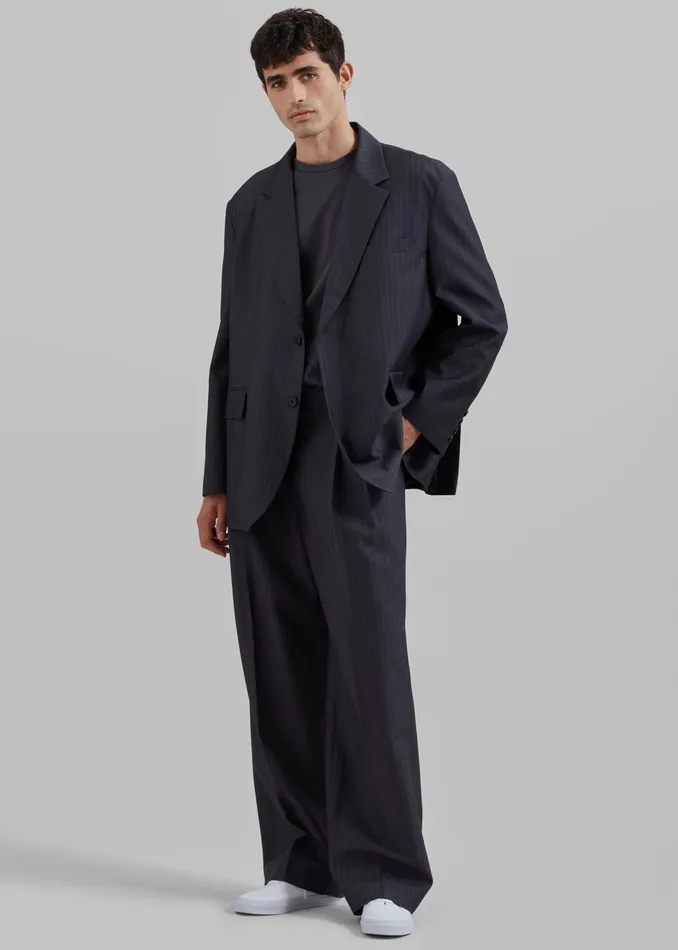 The Frankie Shop Outerwear Beo Blazer 8211 CharcoalWhite Pinstripe 8211 Men