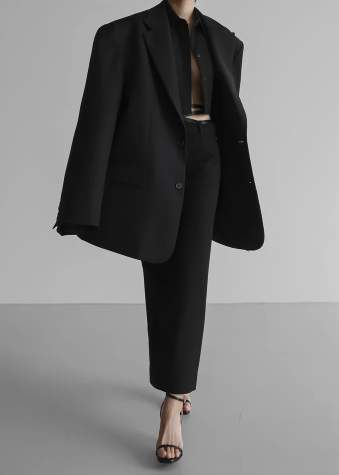 The Frankie Shop Outerwear Dee Maxi Oversized Blazer 8211 Black 8211 Women
