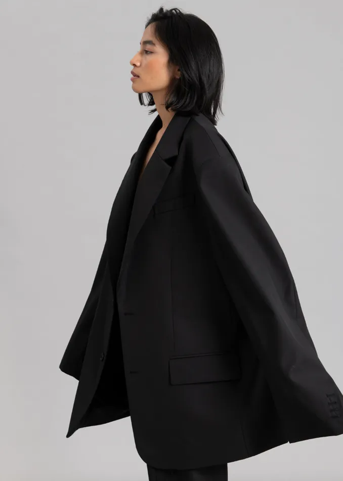 The Frankie Shop Outerwear Dee Maxi Oversized Blazer 8211 Black 8211 Women