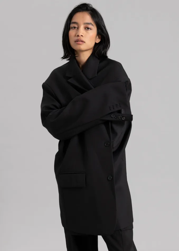 The Frankie Shop Outerwear Dee Maxi Oversized Blazer 8211 Black 8211 Women