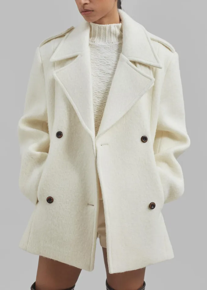 The Frankie Shop Outerwear Esmae Wool Coat 8211 White 8211 Women
