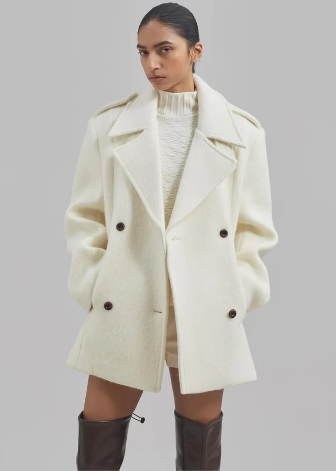 The Frankie Shop Outerwear Esmae Wool Coat 8211 White 8211 Women
