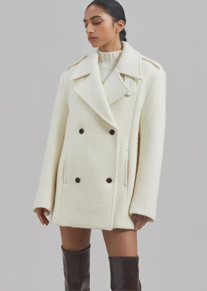 The Frankie Shop Outerwear Esmae Wool Coat 8211 White 8211 Women