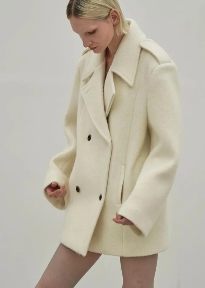 The Frankie Shop Outerwear Esmae Wool Coat 8211 White 8211 Women
