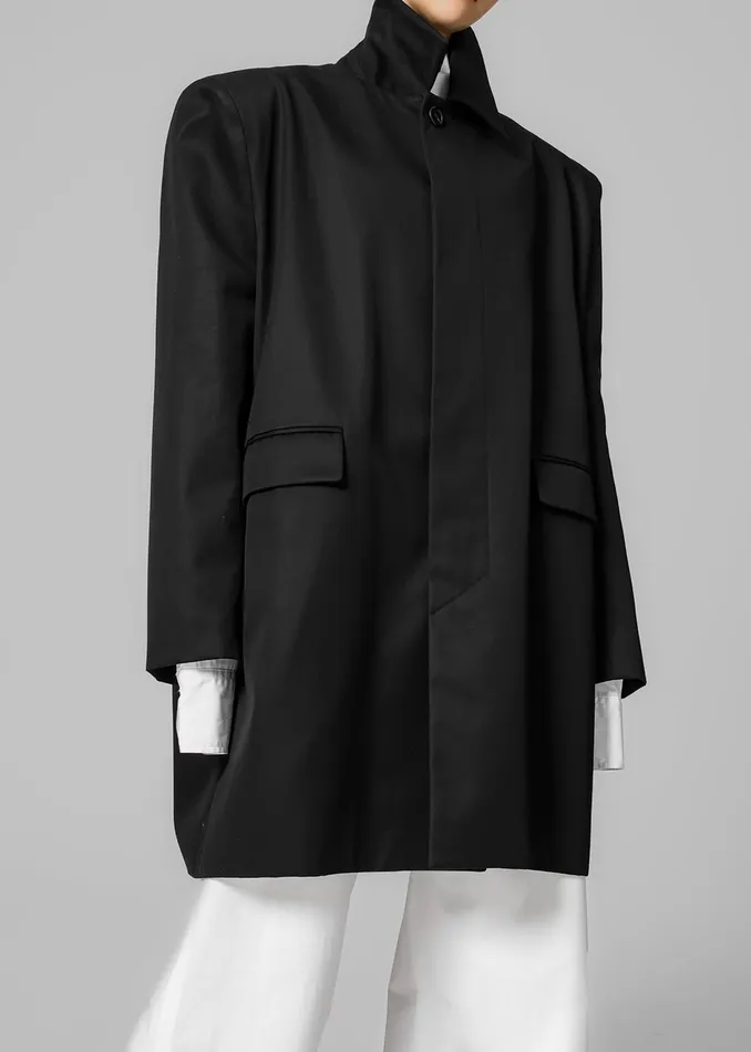 The Frankie Shop Outerwear Ghent Padded Shoulder Trench 8211 Black 8211 Women