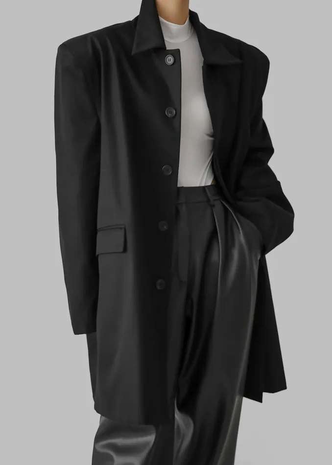 The Frankie Shop Outerwear Ghent Padded Shoulder Trench 8211 Black 8211 Women