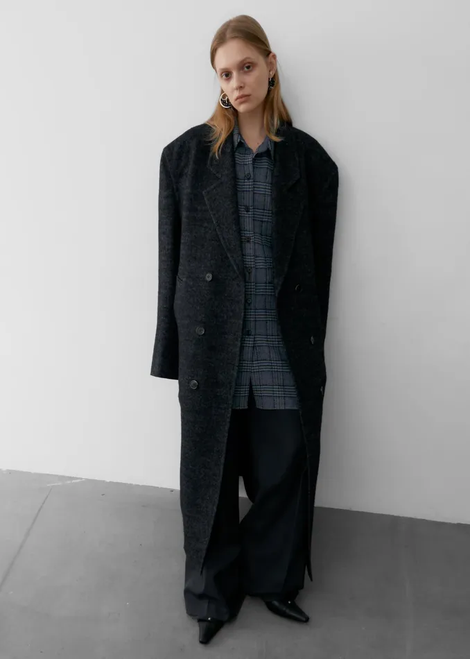 The Frankie Shop Outerwear Low Classic Melange Wool Oversized Coat 8211 Black 8211 Women The Frankie Shop Outerwear Low Classic Melange Wool Oversized Coat 8211 Black 8211 Women